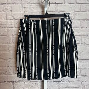 Honor The Gift Women's S Black Satin Mini Skirt Logo Print Streetcore Chic